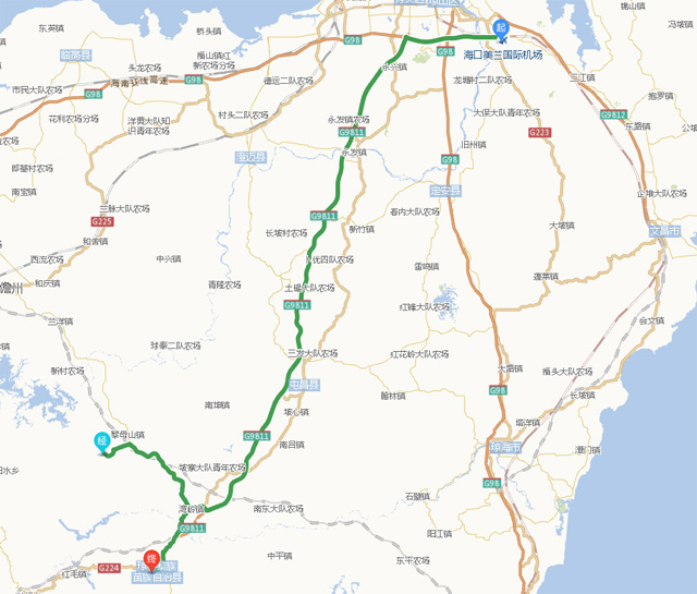 ?诿捞m機場至瓊中城際巴士乘車地點及時間